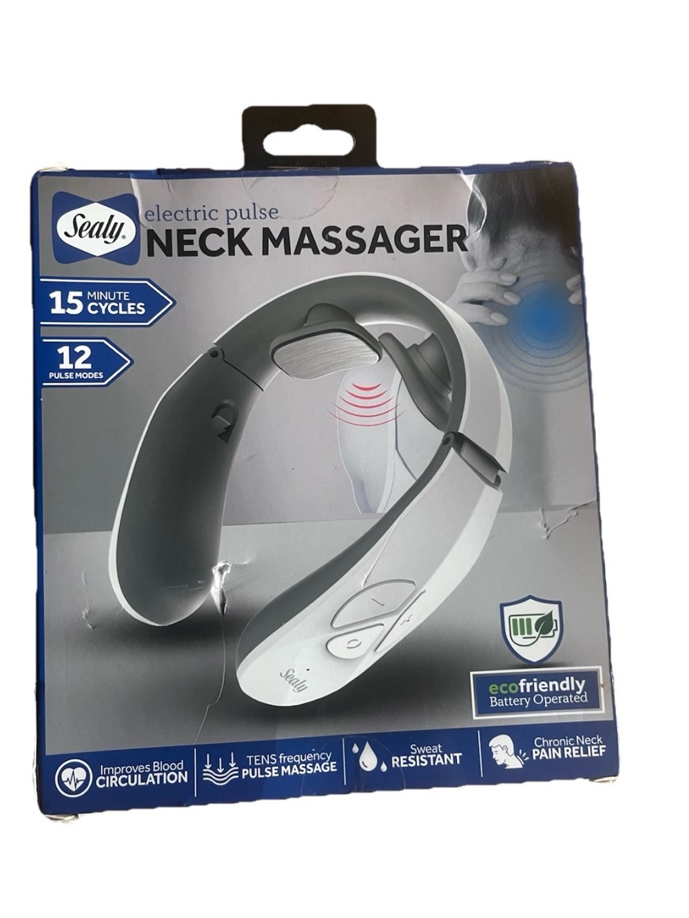 Sealy Electric Pulse Neck Massager MA-110 TENS EMS Pain Relief Device New